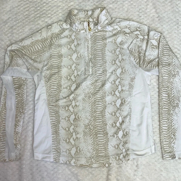 SanSoleil Sun Proof UPF 50 Golf Long Sleeve Snake Skin Top - Picture 2 of 12
